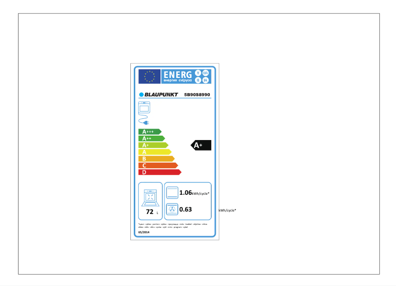 Page n°1 - Label énergétique Blaupunkt 5B90S8990