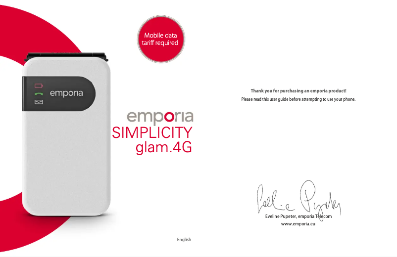 Page 1 de la notice Manuel utilisateur Emporia SIMPLICITY glam.4G