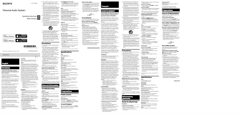 Image de la première page du manuel de l'appareil RDP-M7iPN