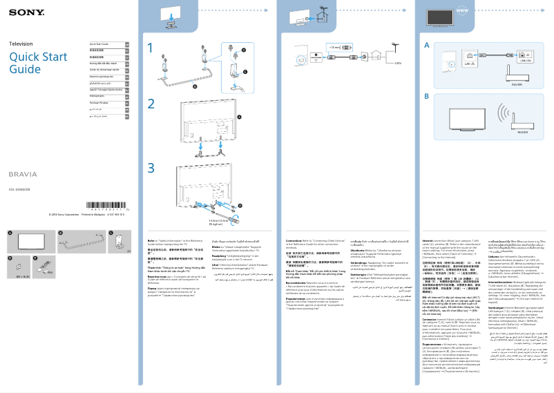 Page 1 de la notice Guide d'installation Sony KDL-60W600B