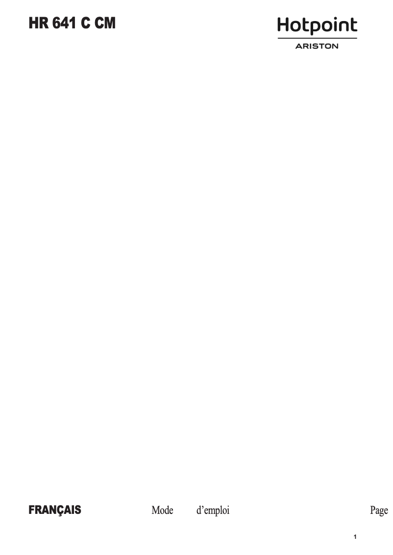 Page 1 de la notice Manuel utilisateur Hotpoint HR 641 C CM