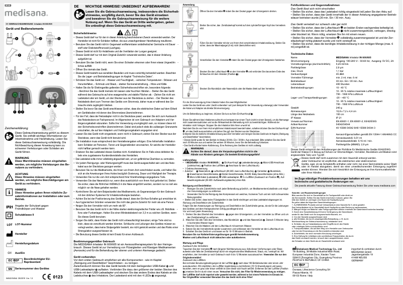 Page 1 de la notice Manuel utilisateur Medisana IN 600