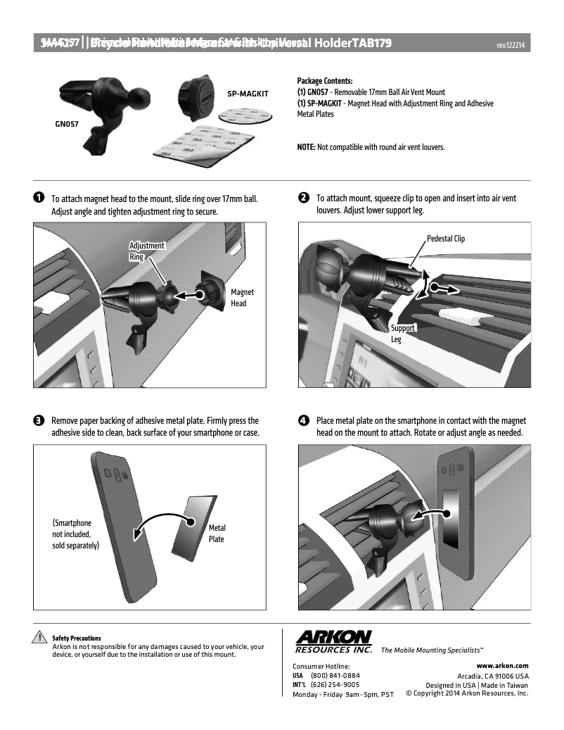 Page 1 de la notice Manuel utilisateur Arkon MAG157