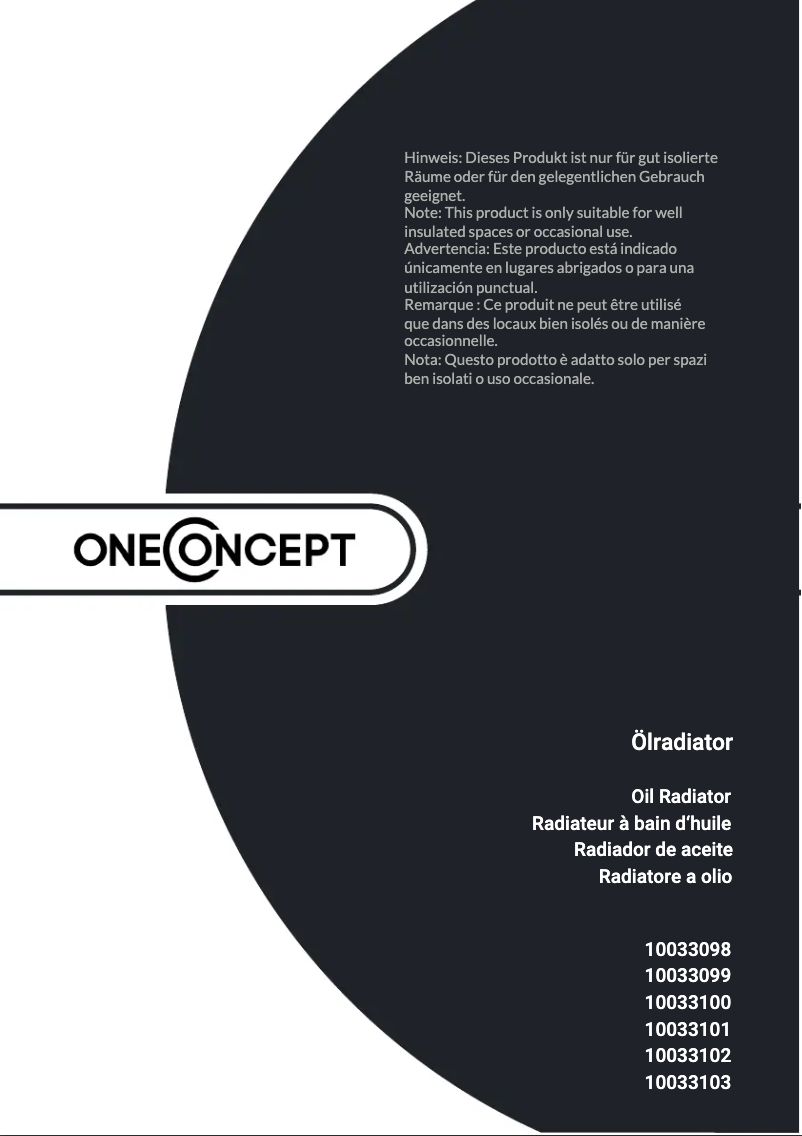 Page 1 de la notice Manuel utilisateur OneConcept Wallander