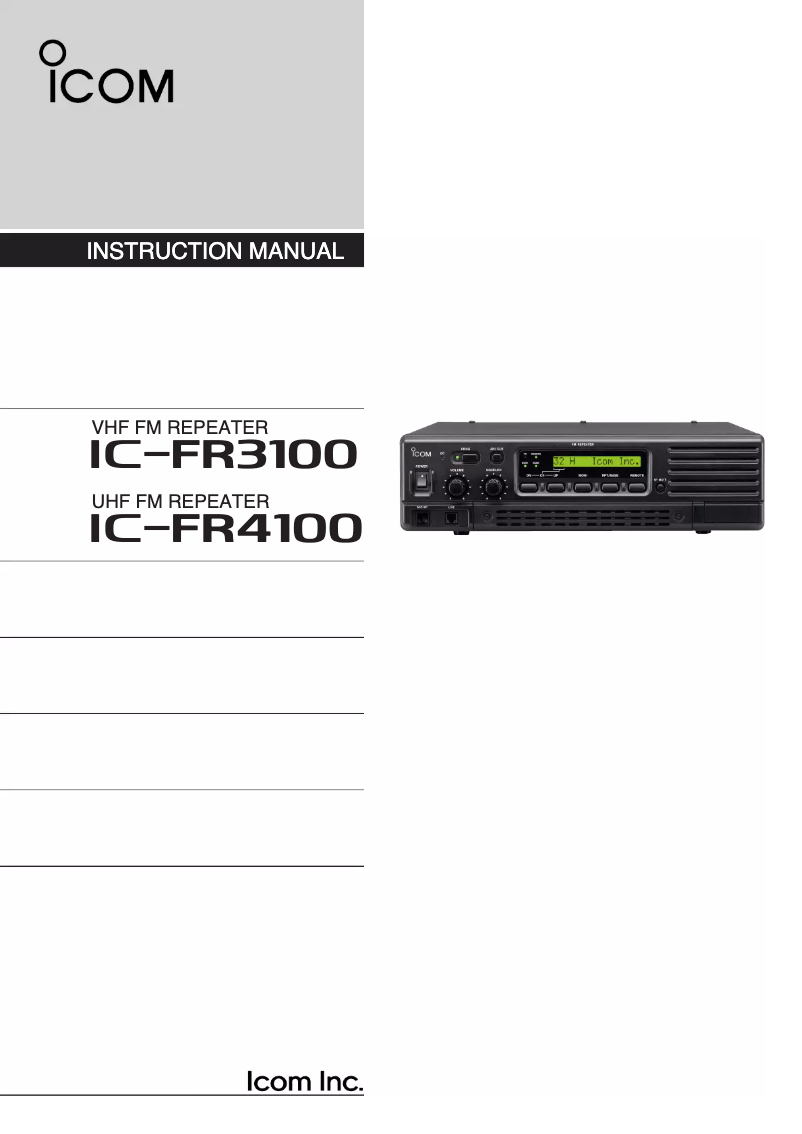 Page n°1 - Manuel utilisateur ICOM IC-FR3100