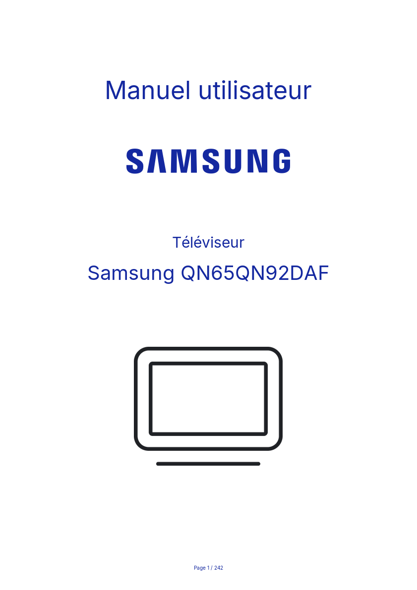 Page 1 de la notice Manuel utilisateur Samsung QN65QN92DAF