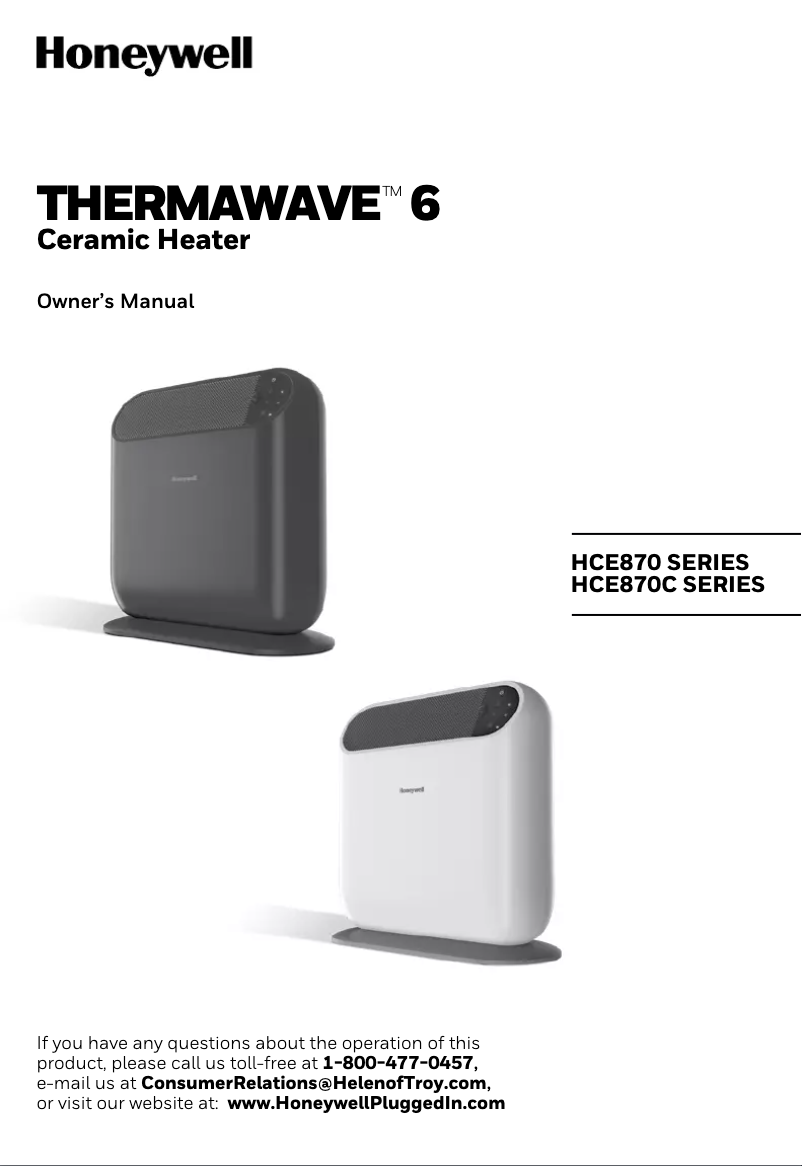 Page n°1 - Manuel utilisateur Honeywell Thermawave 6 HCE870