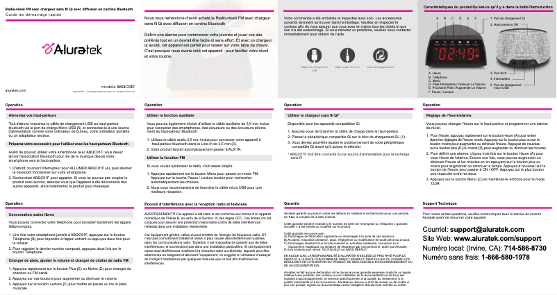Page 1 de la notice Manuel utilisateur Aluratek ABQC01F
