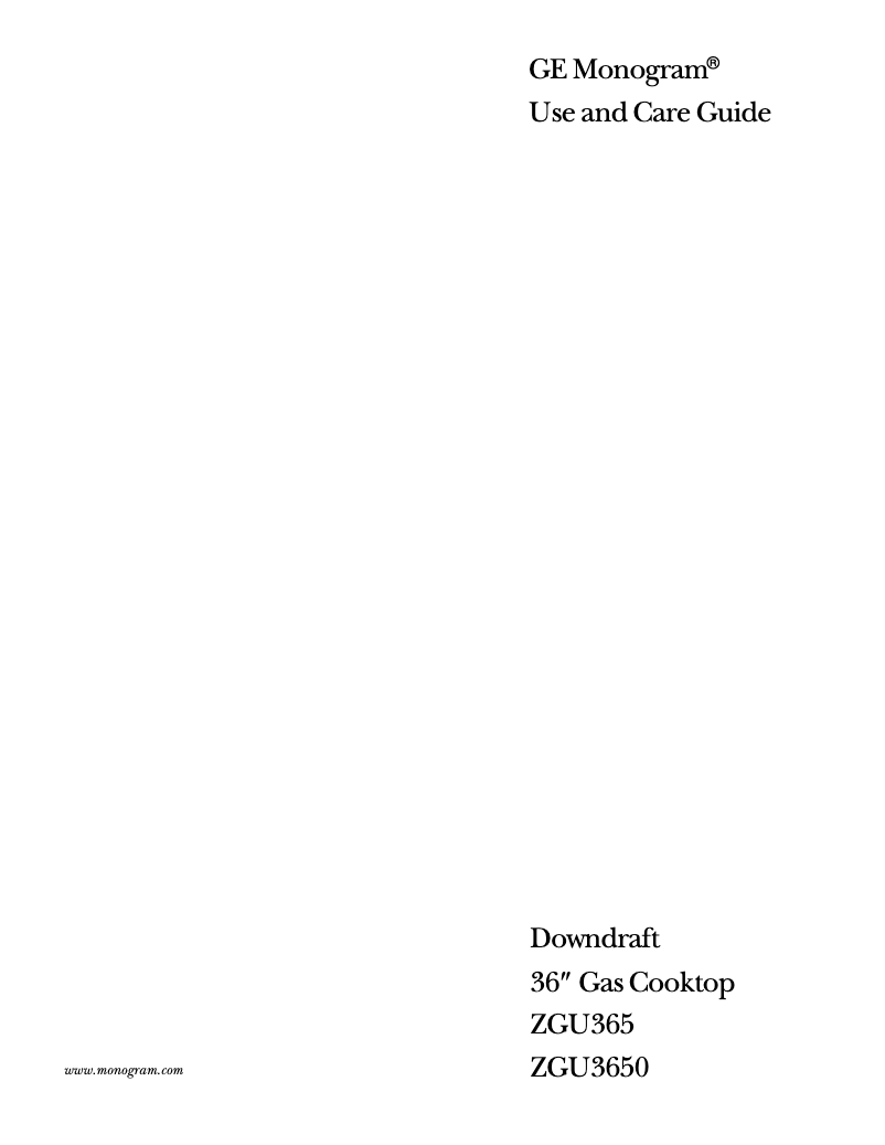 Image de la première page du manuel de l'appareil ZGU3650WBWG