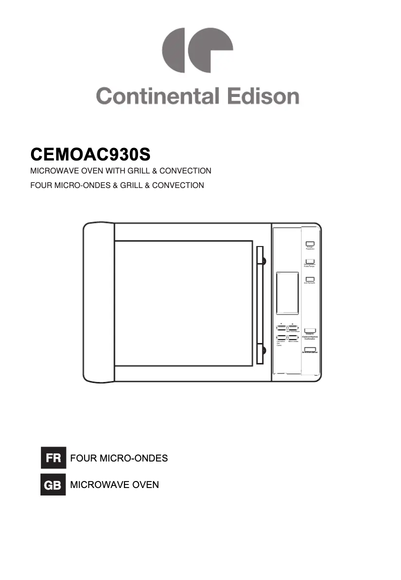 Page n°1 - Manuel utilisateur Continental Edison CEMOAC930S