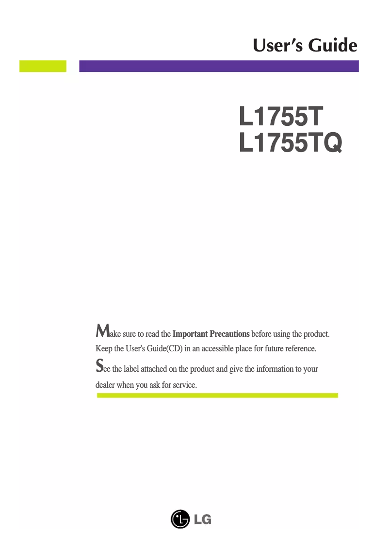 Page n°1 - Manuel utilisateur LG L1755TQ