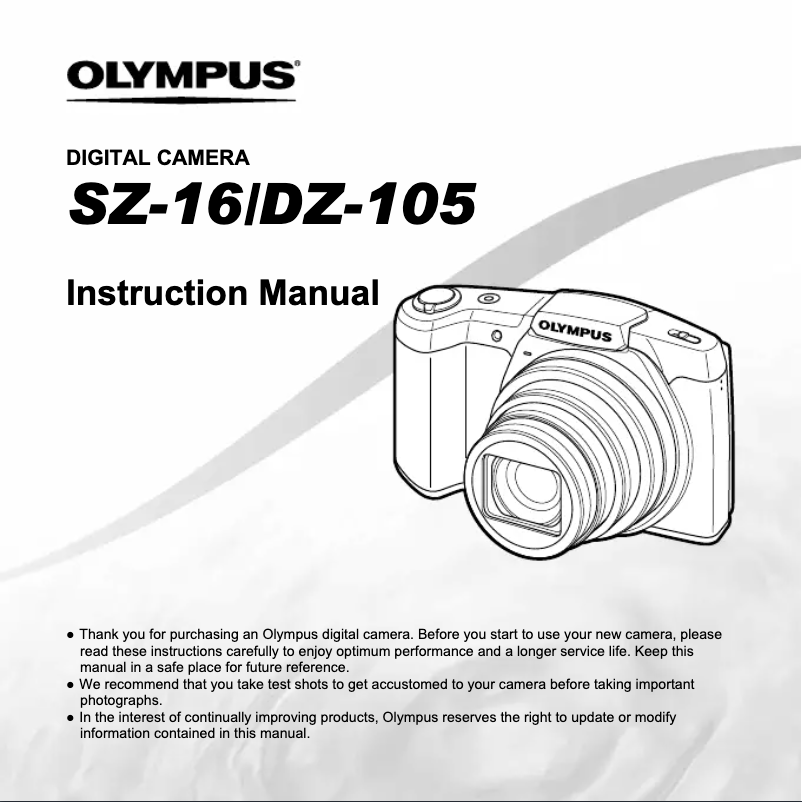 Page n°1 - Manuel utilisateur Olympus DZ-105