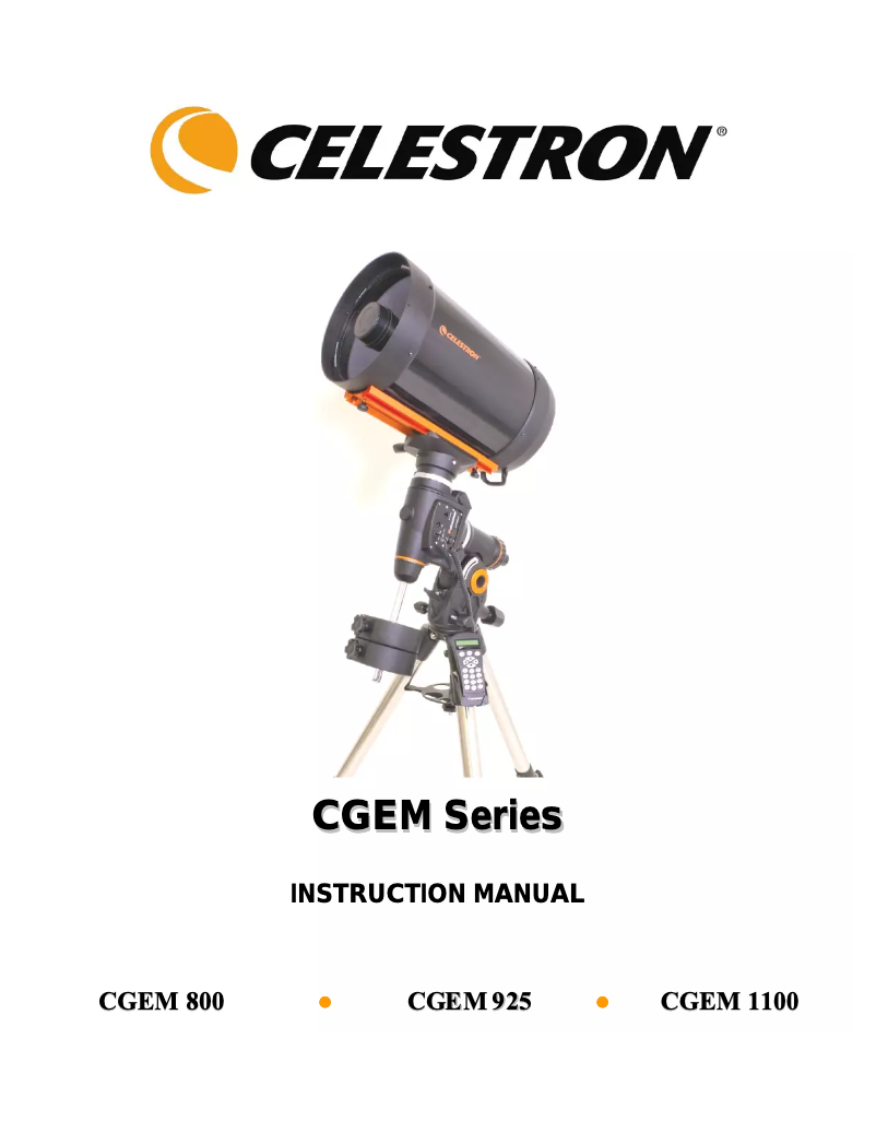 Page n°1 - Manuel utilisateur Celestron CGEM 800 HD Computerized