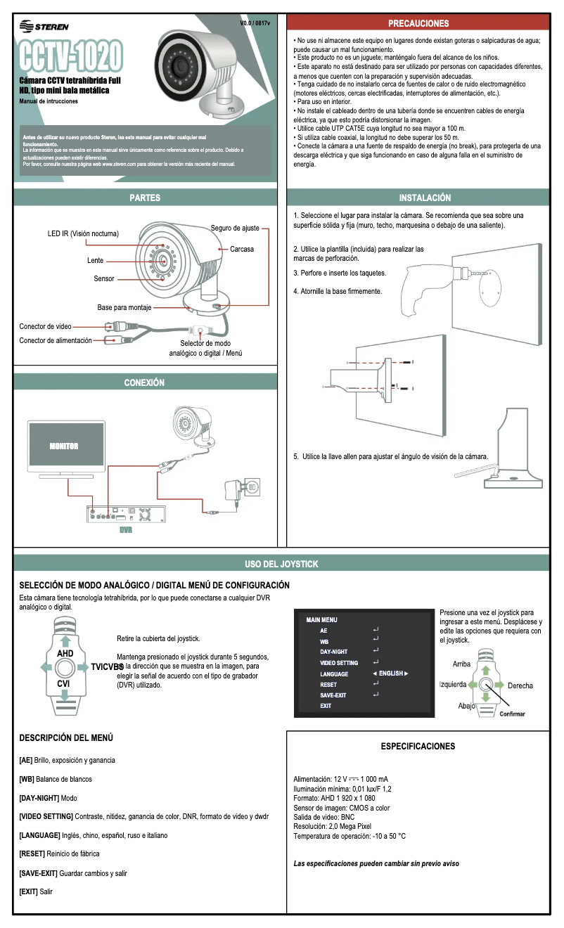 Page n°1 - Manuel utilisateur Steren CCTV-1020