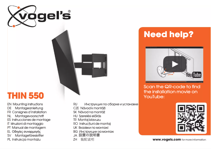 Página 1 del manual Manual de usuario Vogel's Thin 550