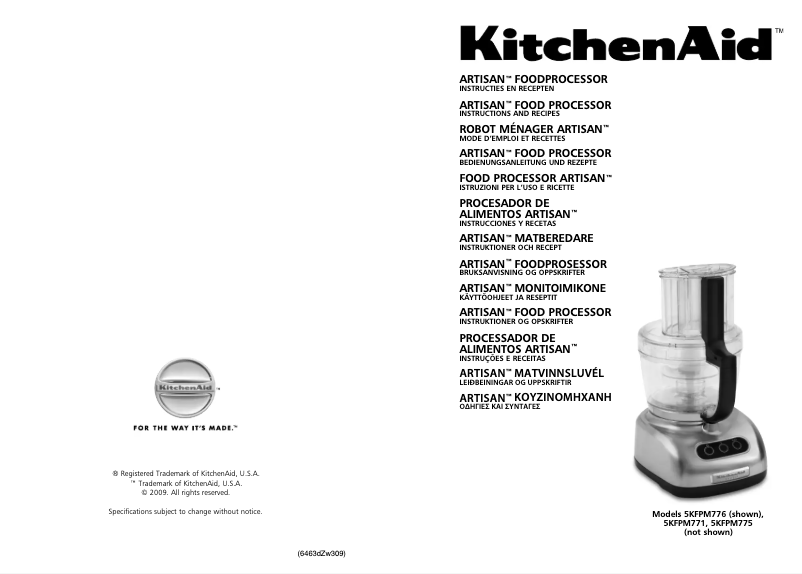 Page 1 de la notice Manuel utilisateur KitchenAid 5KFPM776