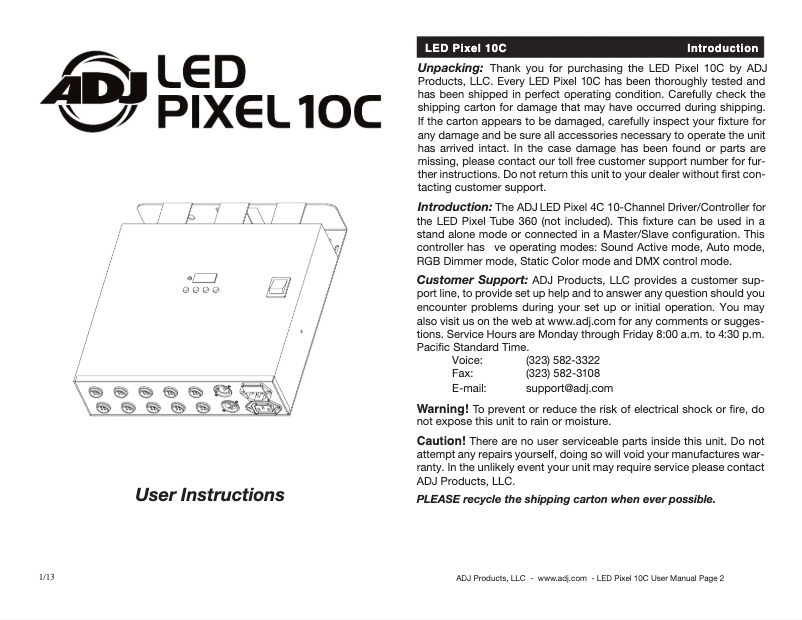 Image de la première page du manuel de l'appareil LED Pixel Tube 360