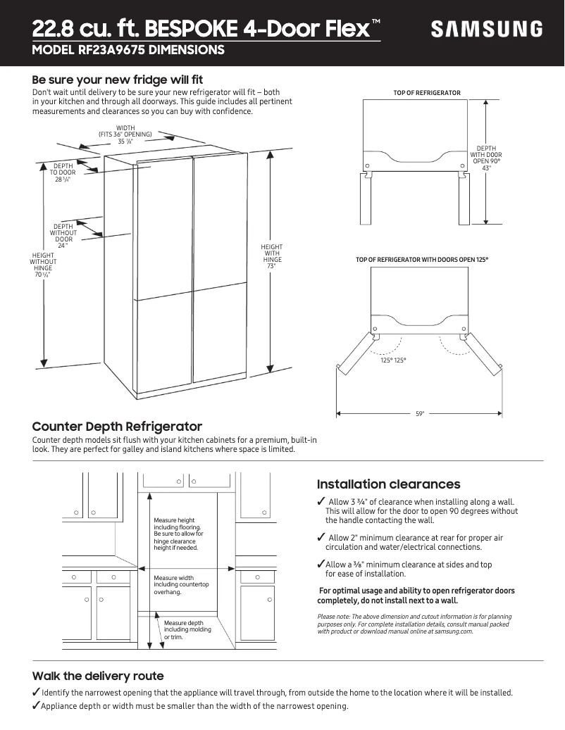 Page n°1 - Guide de mesure Samsung RF23A9675MT