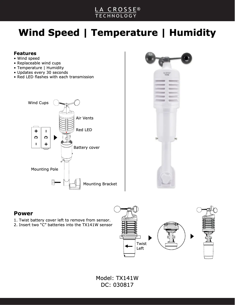 Page n°1 - Manuel utilisateur La Crosse Technology TX141W