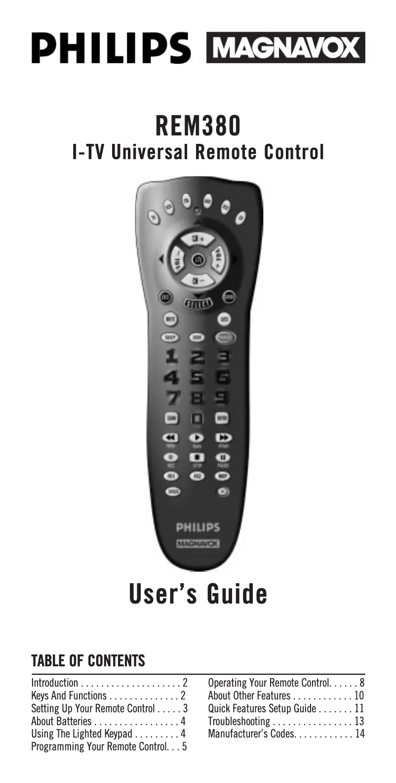 Page 1 de la notice Manuel utilisateur Philips REM380