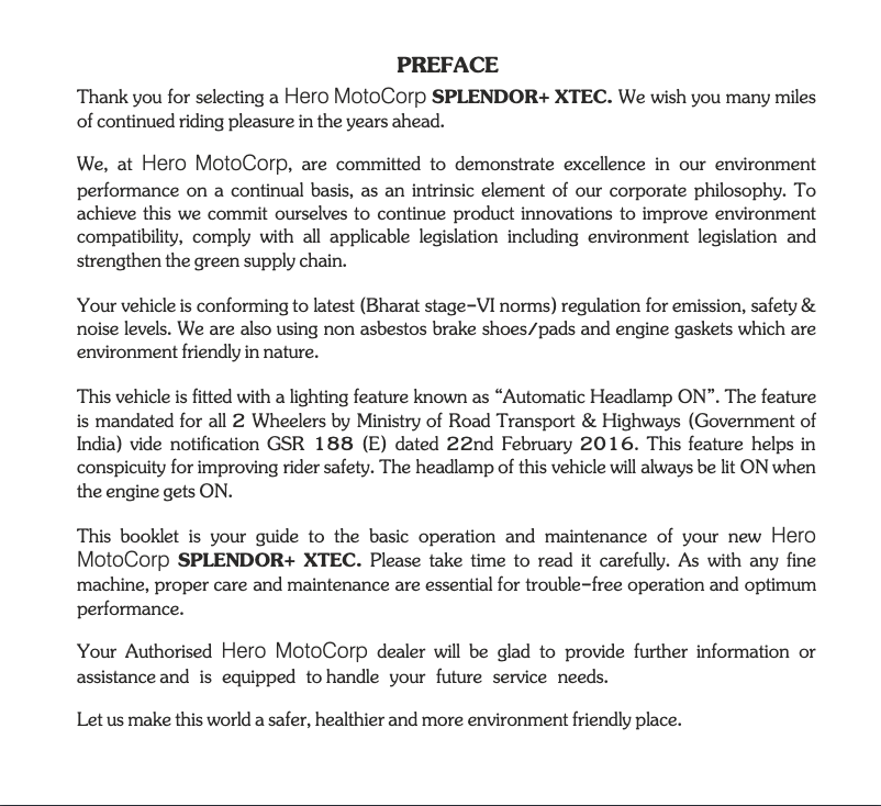 Image de la première page du manuel de l'appareil Splendor+ Xtec (2022)