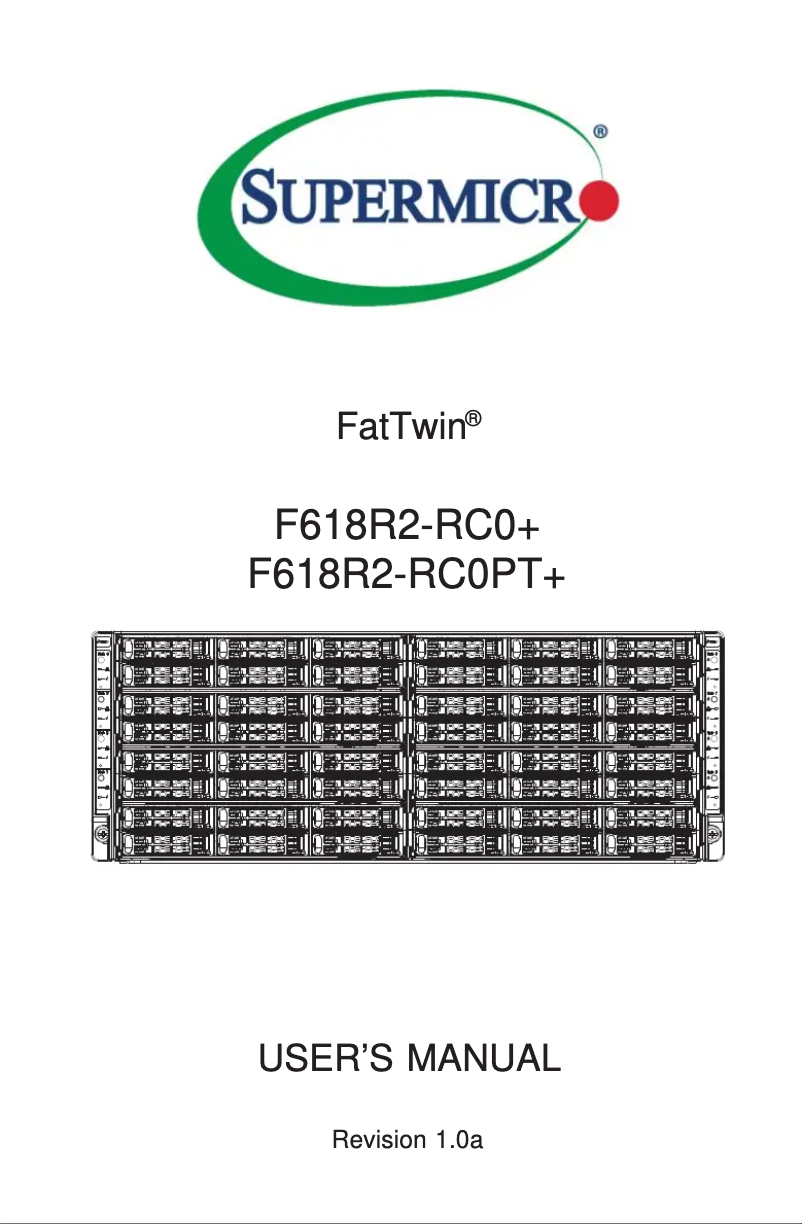 Image de la première page du manuel de l'appareil SuperServer F618R2-RC0PT+