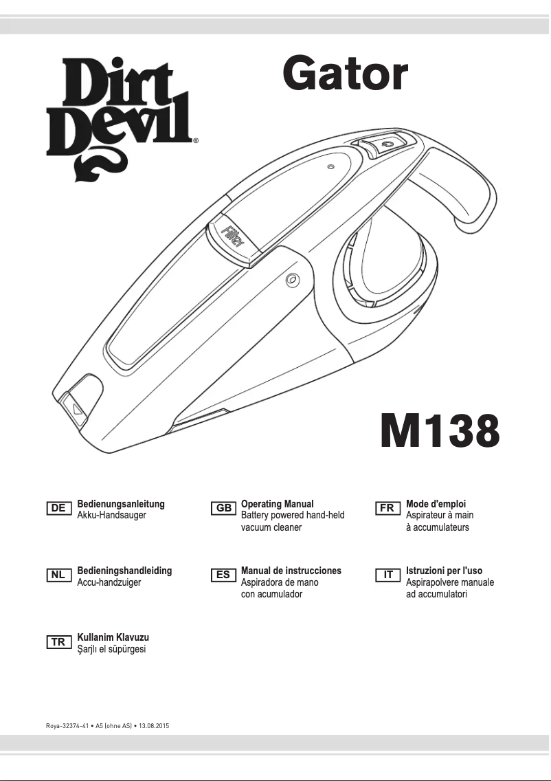 Page 1 de la notice Manuel utilisateur Dirt Devil Gator M138-0