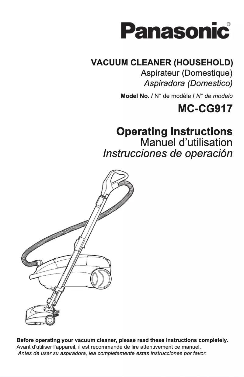 Page n°1 - Manuel utilisateur Panasonic MC-CG917