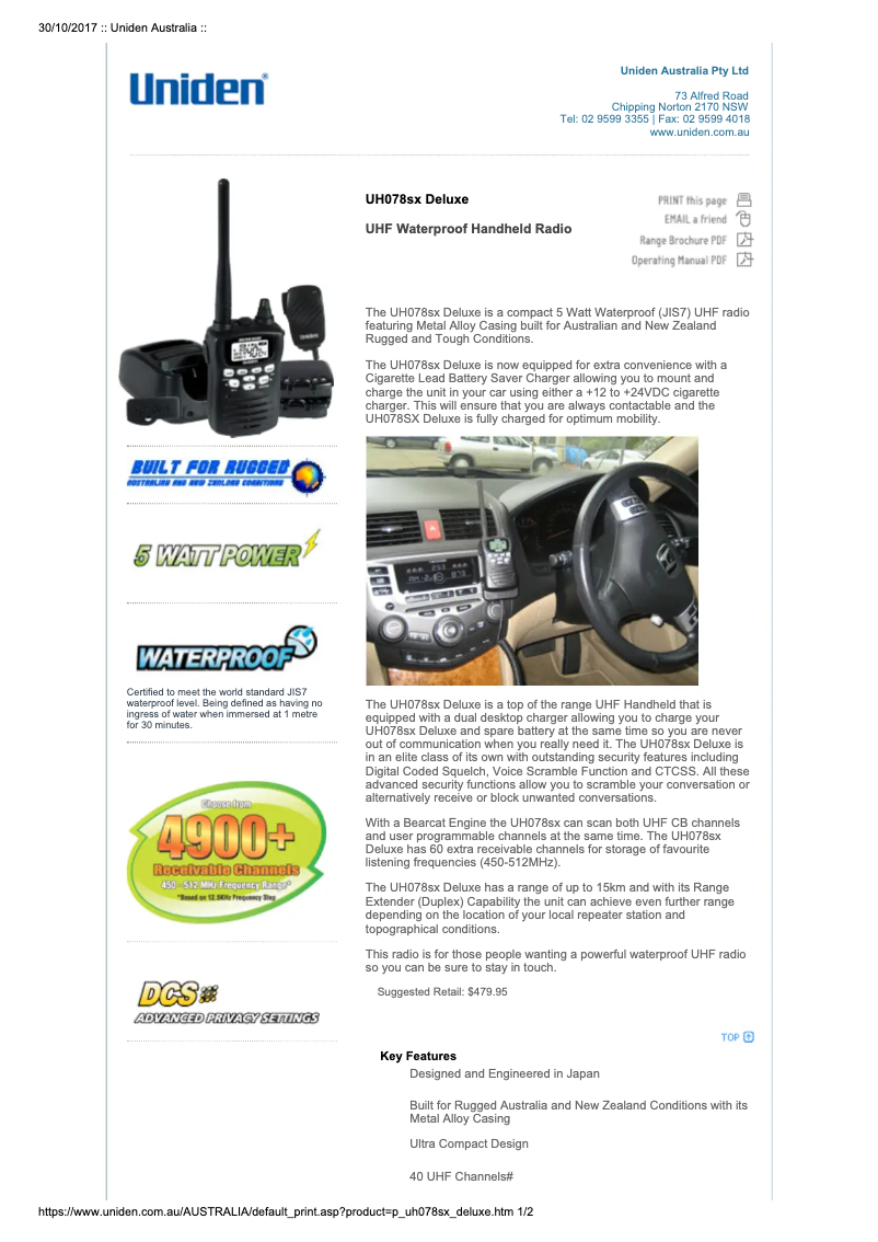 Image de la première page du manuel de l'appareil UH078SX Deluxe