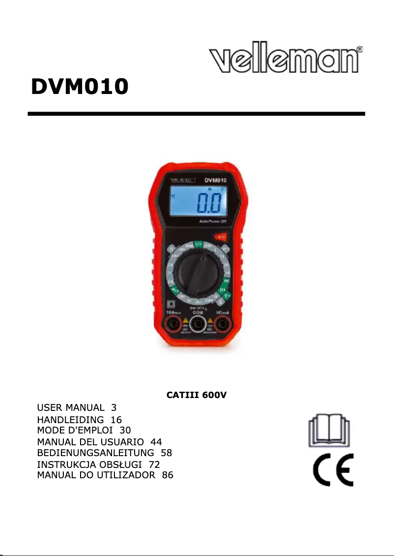 Page 1 de la notice Manuel utilisateur Velleman DVM010