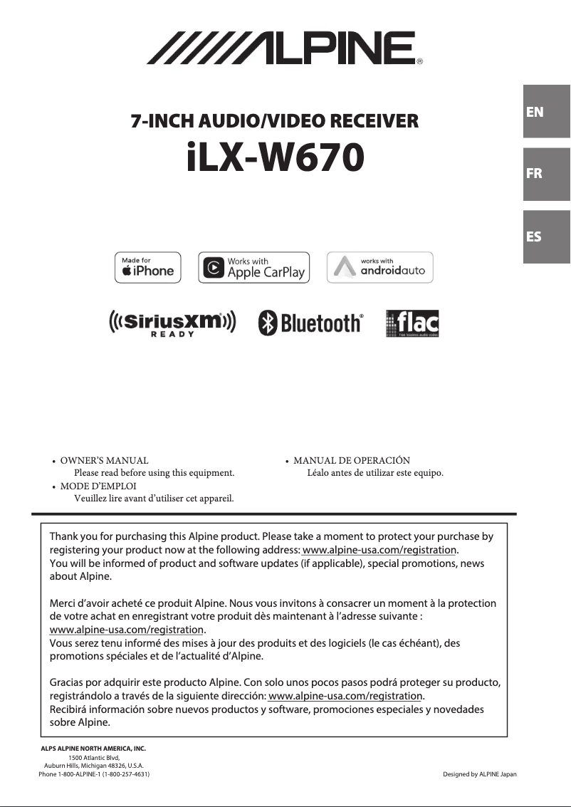 Page 1 de la notice Manuel utilisateur Alpine iLX-W670