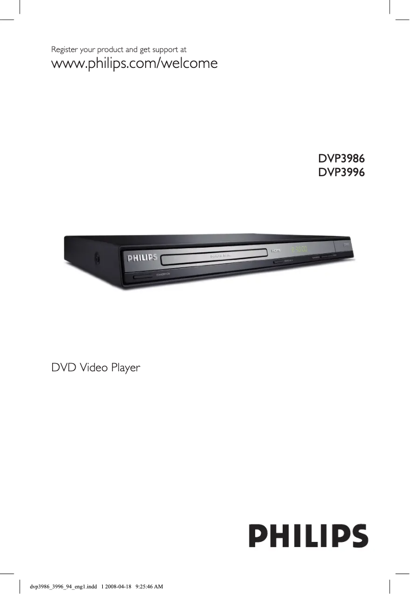 Page 1 de la notice Manuel utilisateur Philips DVP3986