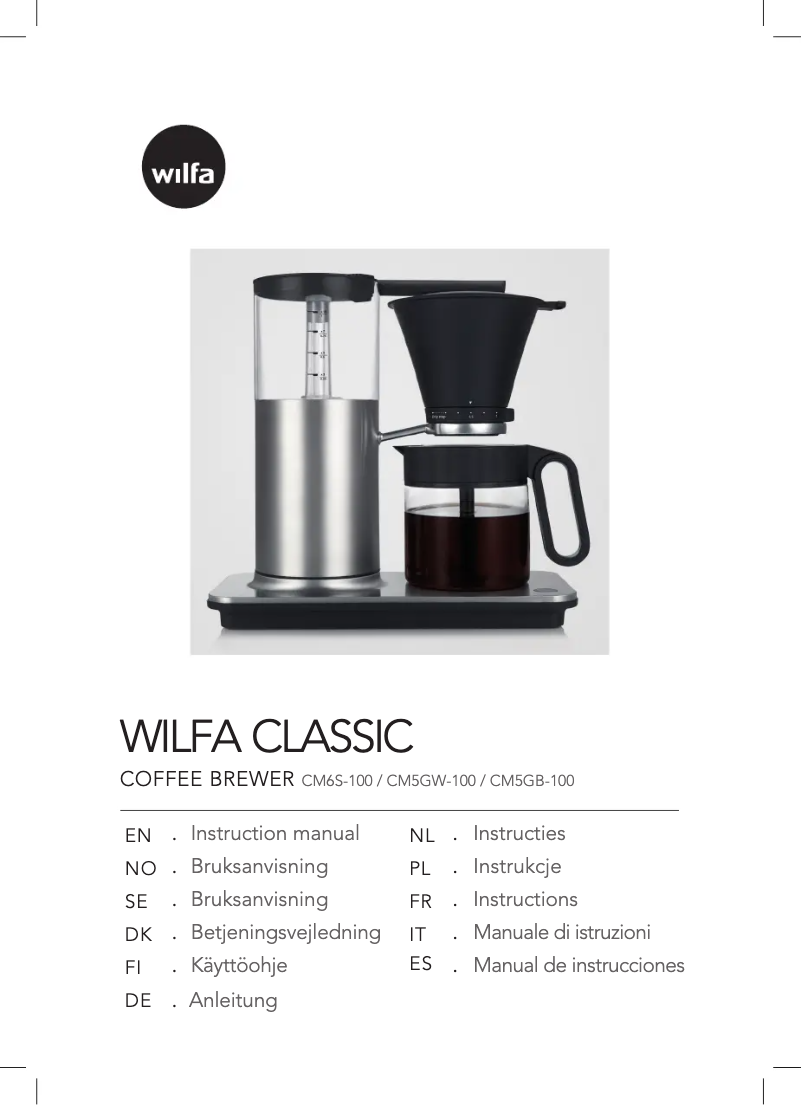 Página 1 del manual Manual de usuario Wilfa Classic CM6S-100