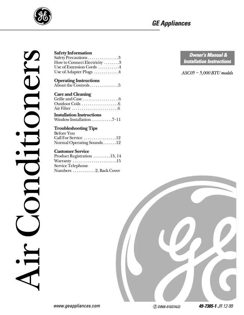 Image de la première page du manuel de l'appareil ASC05LA