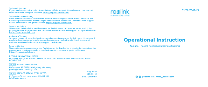 Page n°1 - Manuel utilisateur Reolink RLK8-800D4