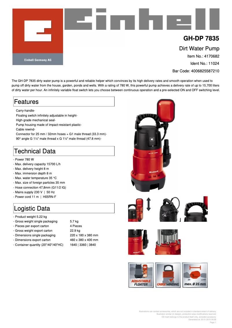Image de la première page du manuel de l'appareil GH-DP 7835