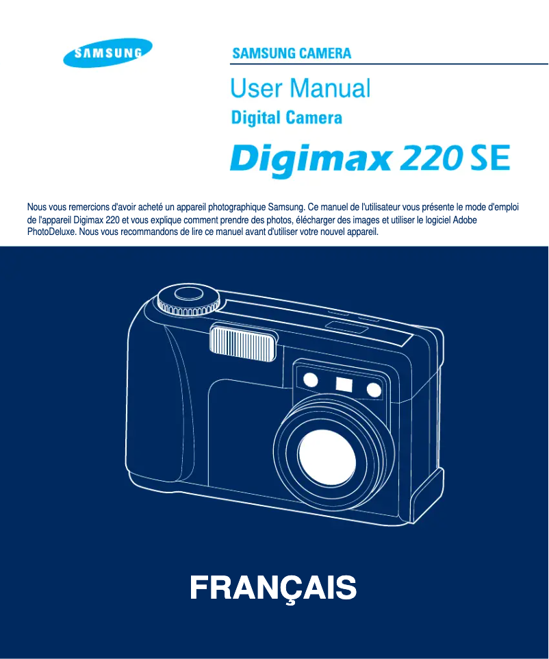Page 1 de la notice Manuel utilisateur Samsung Digimax 220 SE