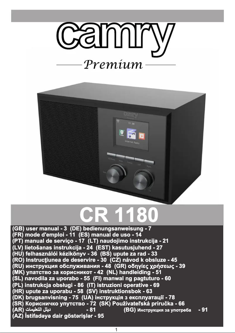 Image de la première page du manuel de l'appareil CR 1180