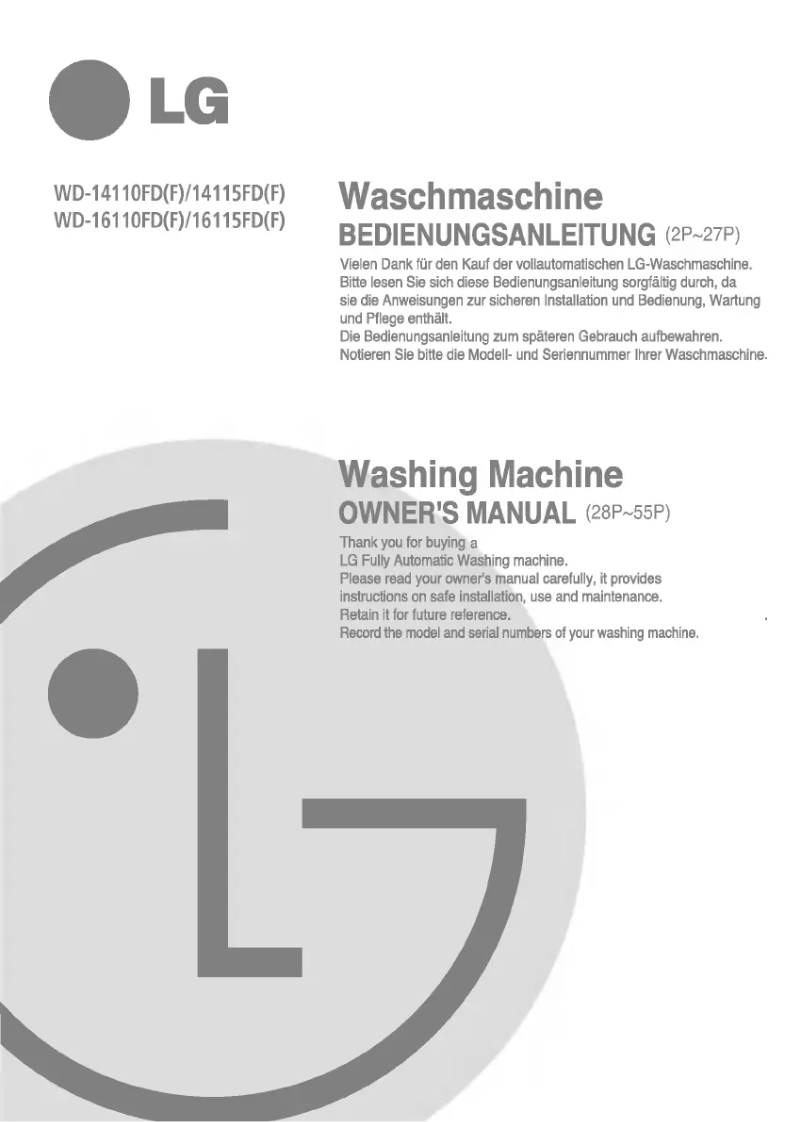 Page n°1 - Manuel utilisateur LG WD-14115FDF