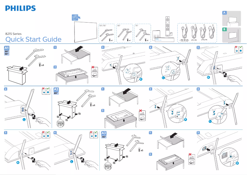 Page n°1 - Guide de démarrage rapide Philips 50PUT8215