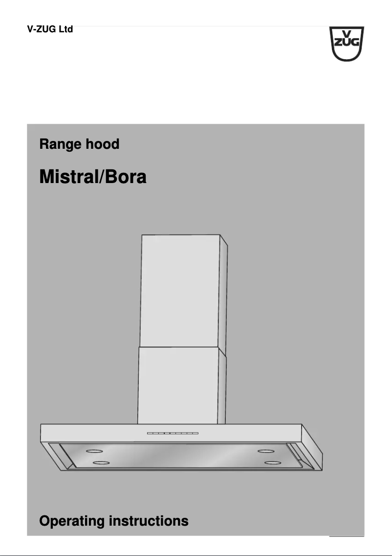 Page 1 of the manual User Manual V-Zug DW-Mistral 9