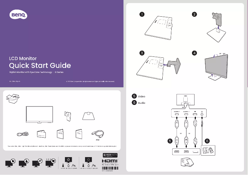 Page n°1 - Guide de démarrage rapide BenQ GW2490
