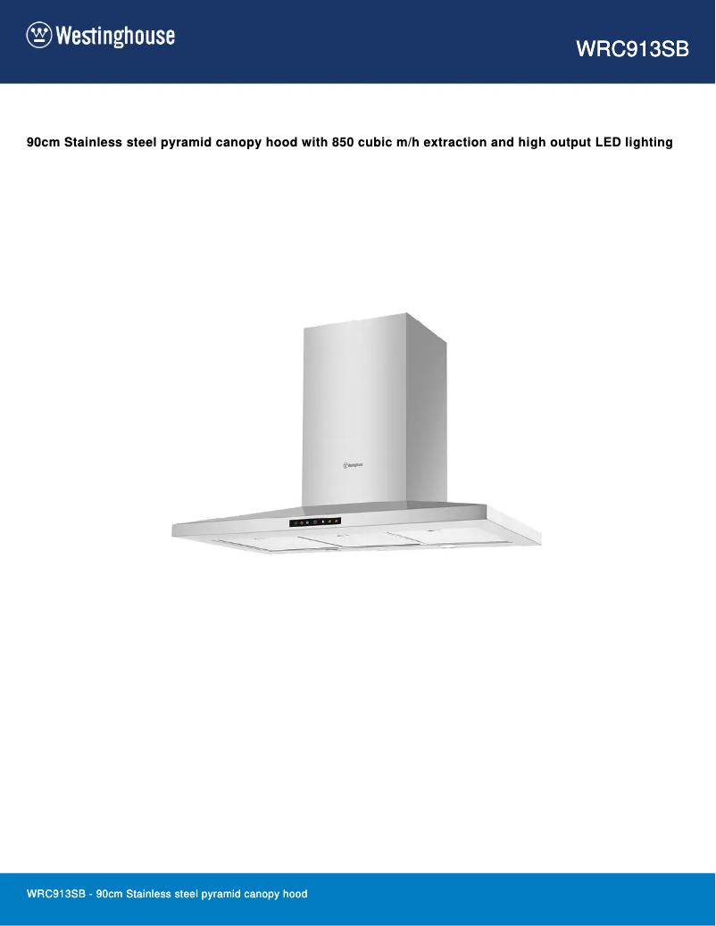 Page 1 de la notice Fiche technique Westinghouse WRC913SB