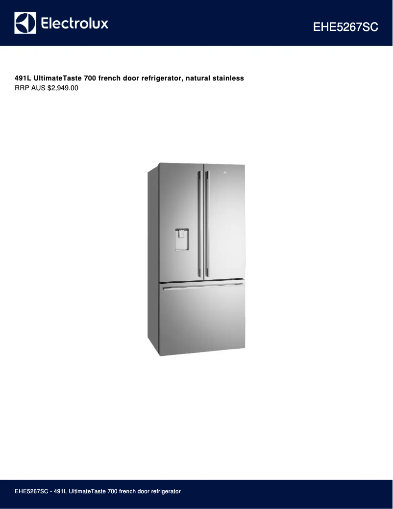 Page 1 de la notice Fiche technique Electrolux EHE5267SC