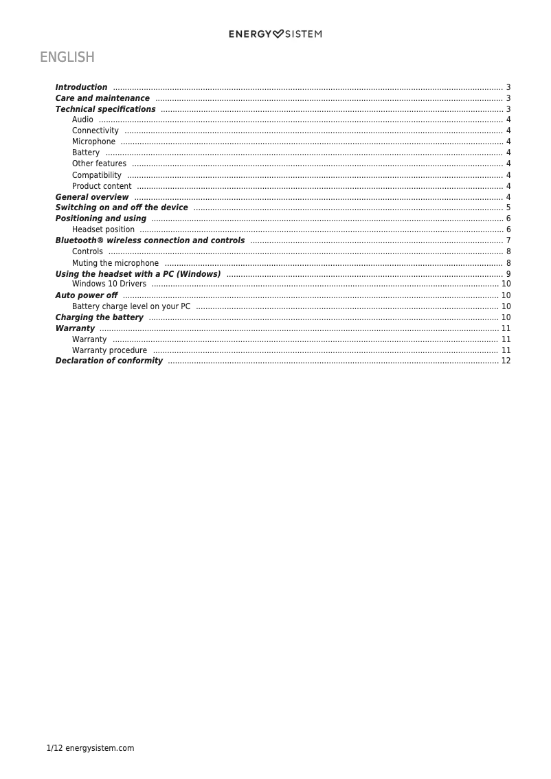 Page n°1 - Manuel utilisateur Energy Sistem Office 6