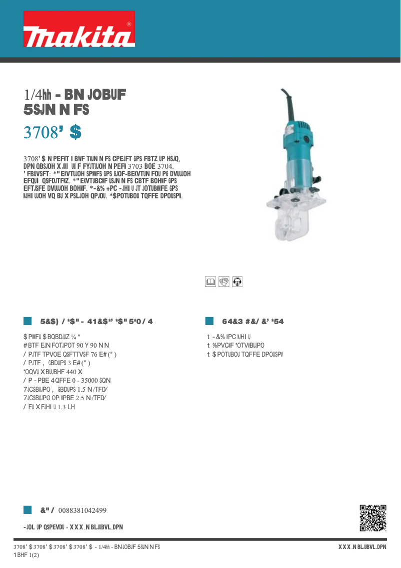 Page 1 de la notice Fiche technique Makita 3708FC