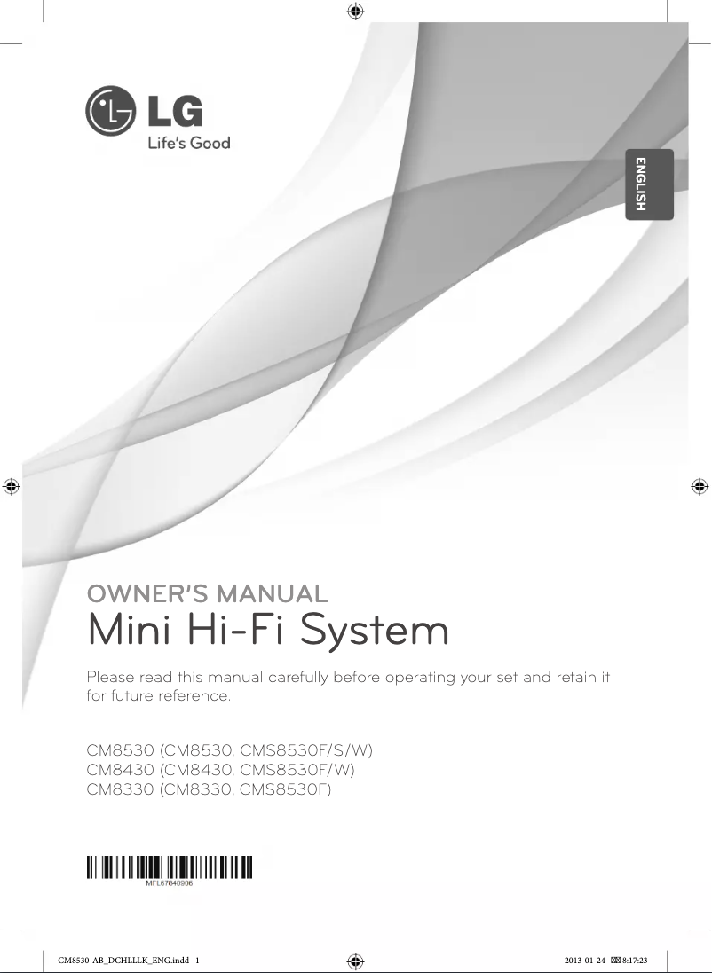 Page n°1 - Manuel utilisateur LG CM8430