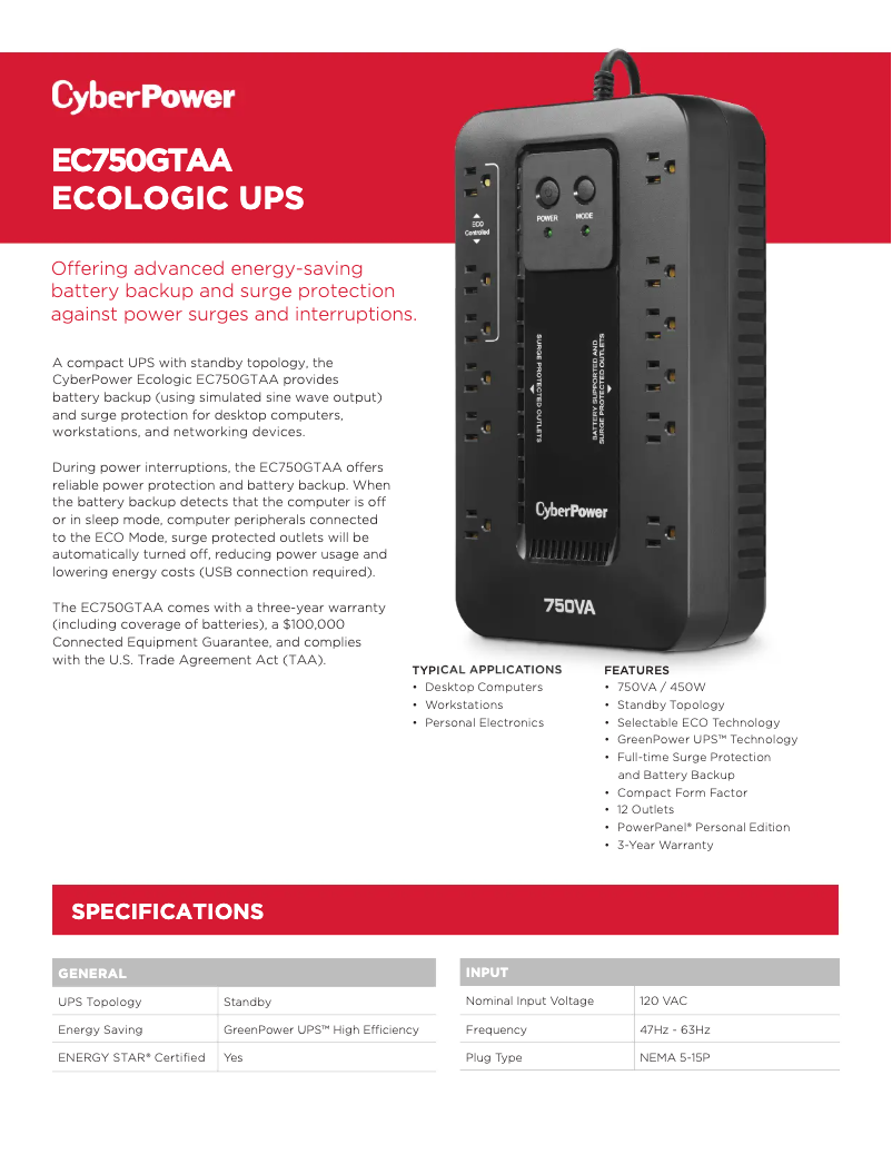 Image de la première page du manuel de l'appareil EC750G