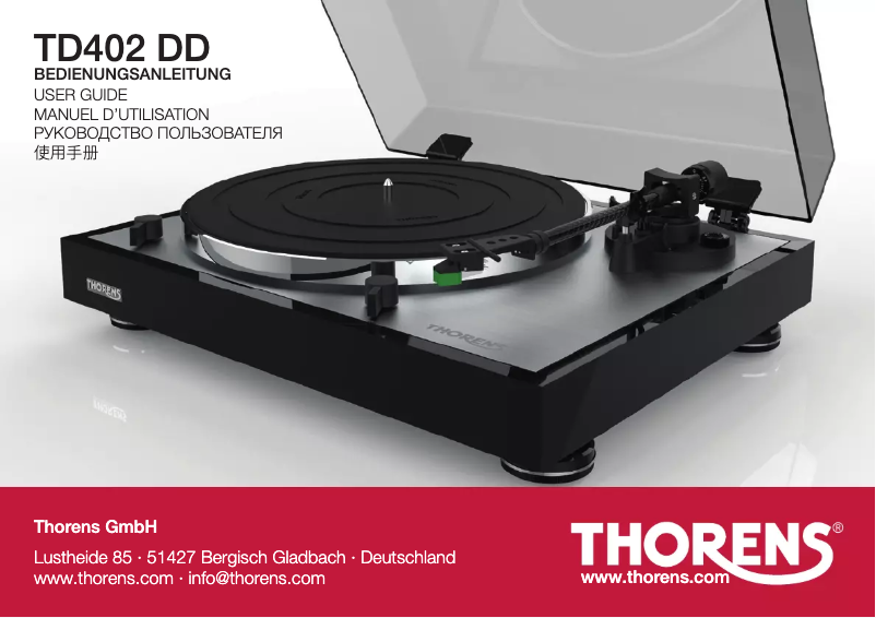 Page n°1 - Manuel utilisateur Thorens TD 402 DD