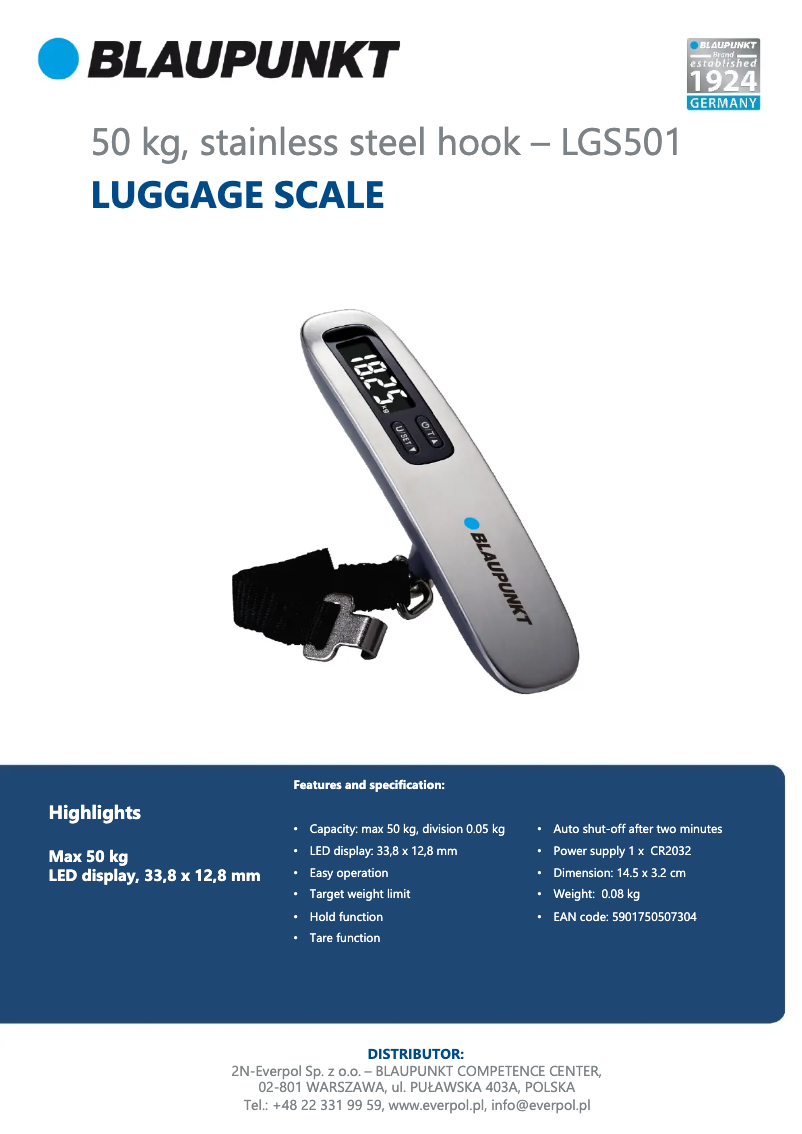 Page n°1 - Fiche technique Blaupunkt LGS501